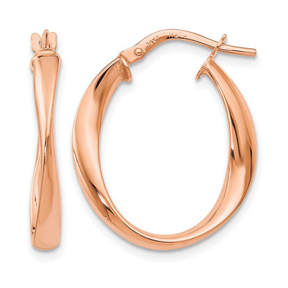 14K Gelbgold mit Rose Beschichtung Poliert Creolen