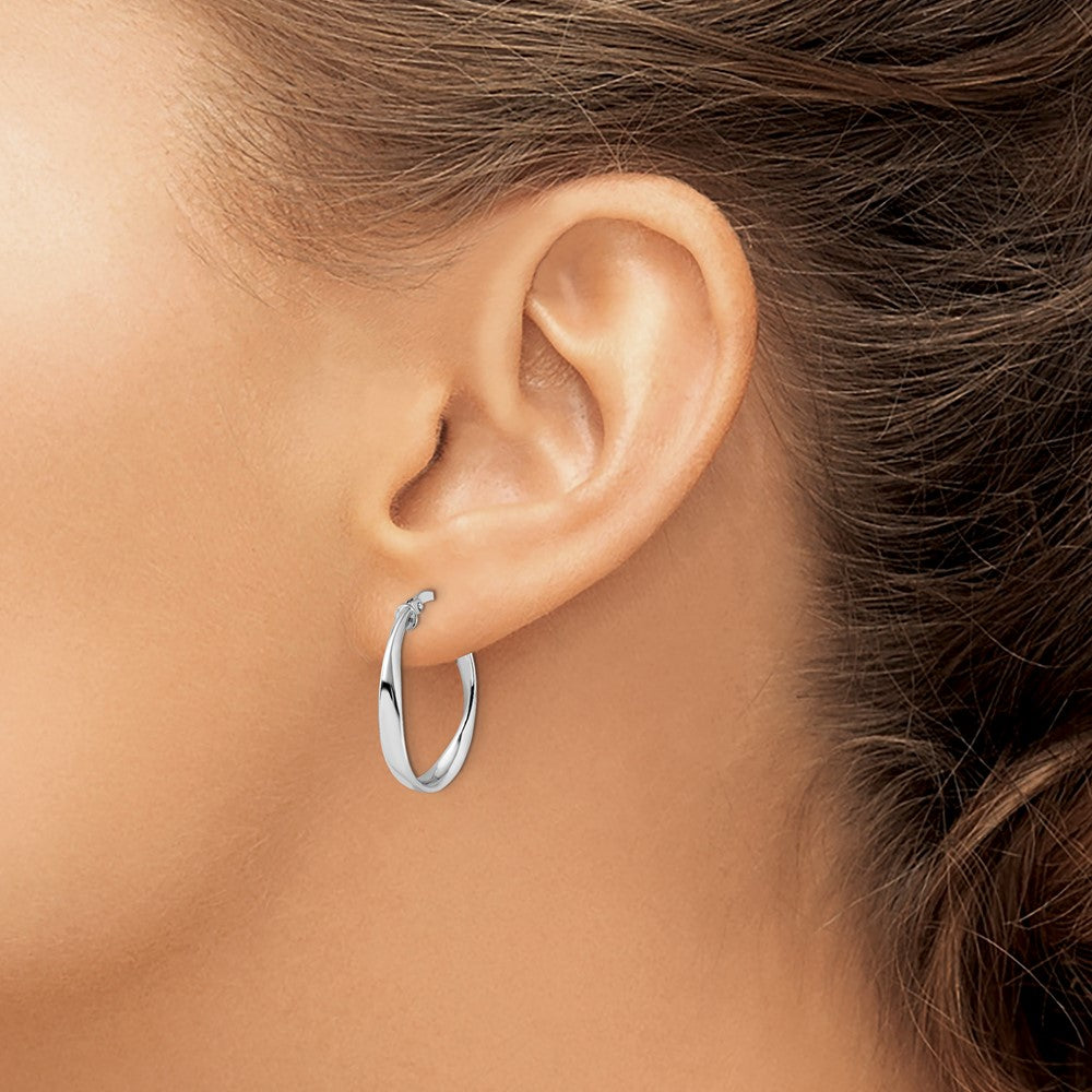 14K Gelb & Rhodium mit Weiß Beschichtung Poliert Creolen