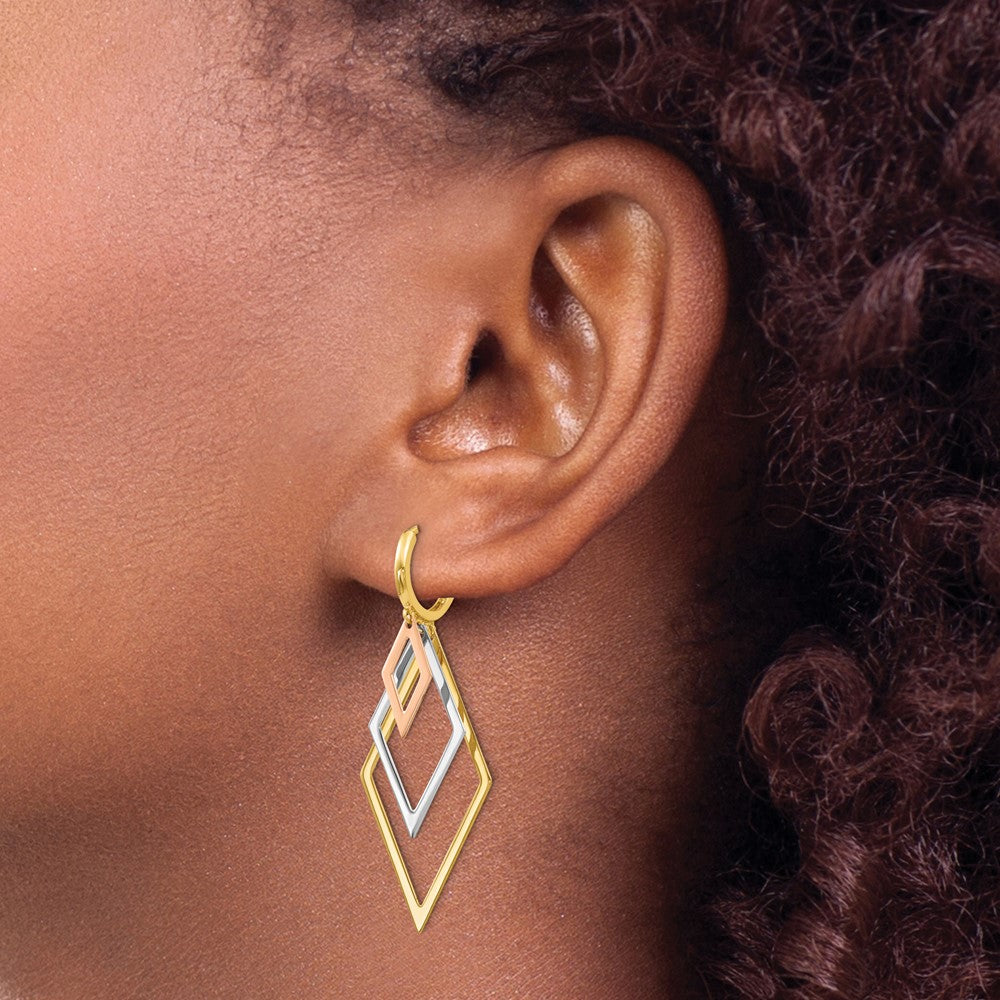 14K Tricolor Hängend Creolen