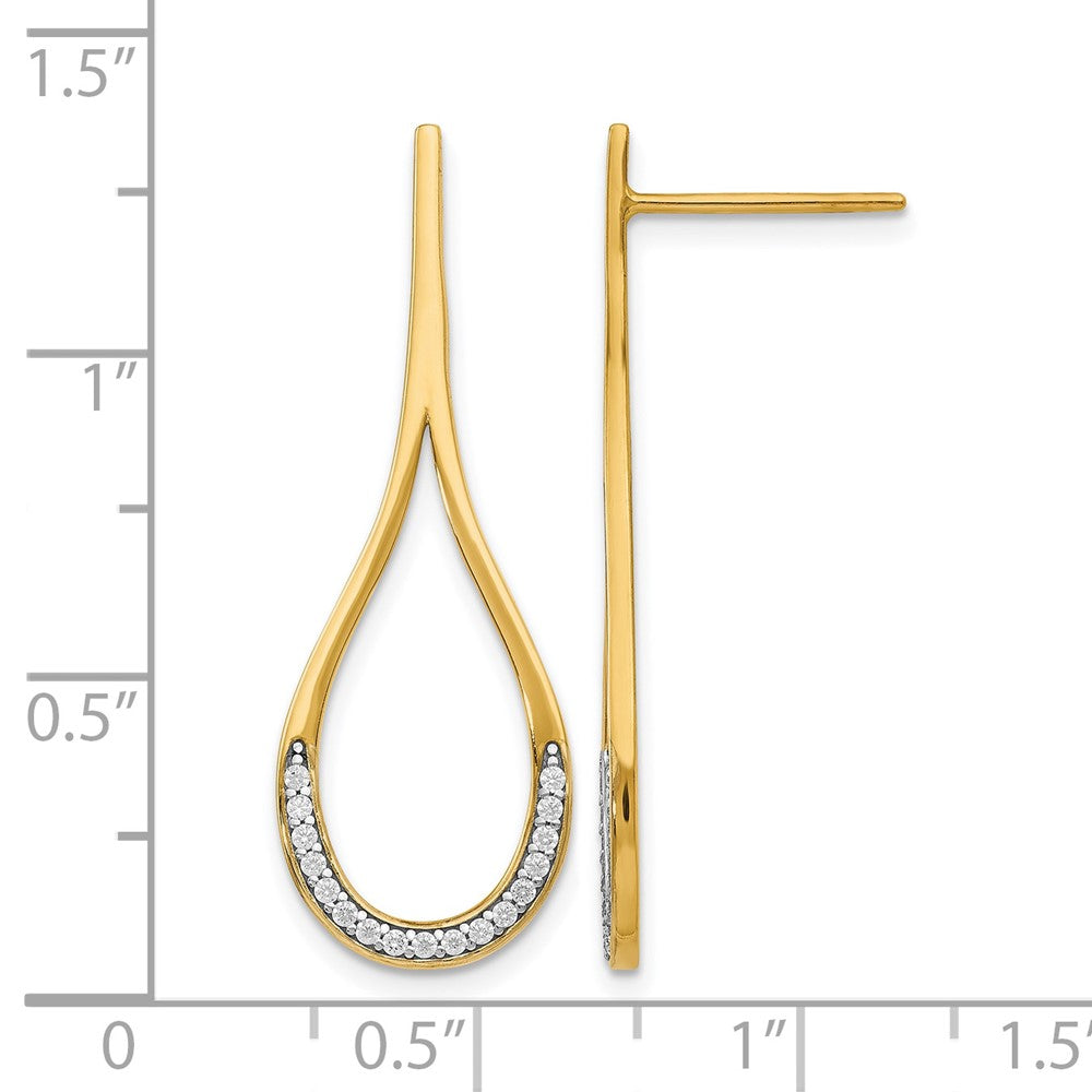 14K Gelb & Rhodium Zirkonia Stecker Ohrhänger