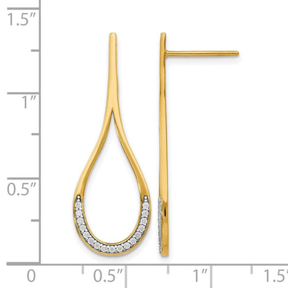 14K Gelb & Rhodium Zirkonia Stecker Ohrhänger