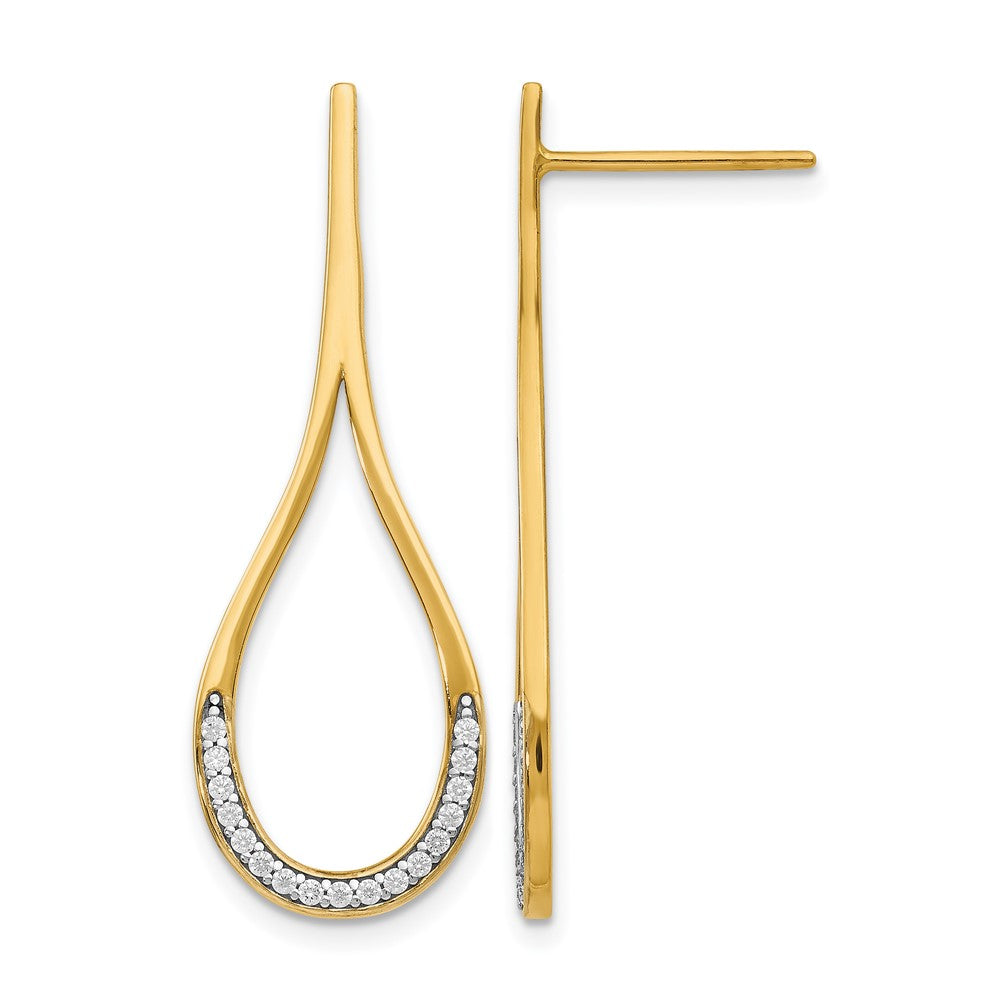 14K Gelb & Rhodium Zirkonia Stecker Ohrhänger