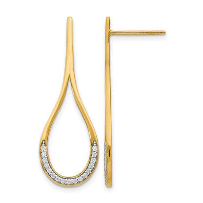 14K Gelb & Rhodium Zirkonia Stecker Ohrhänger