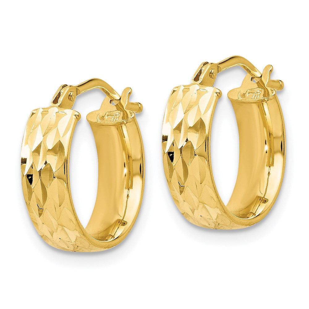 14K Gelbgold Poliert und Diamantiert Creolen