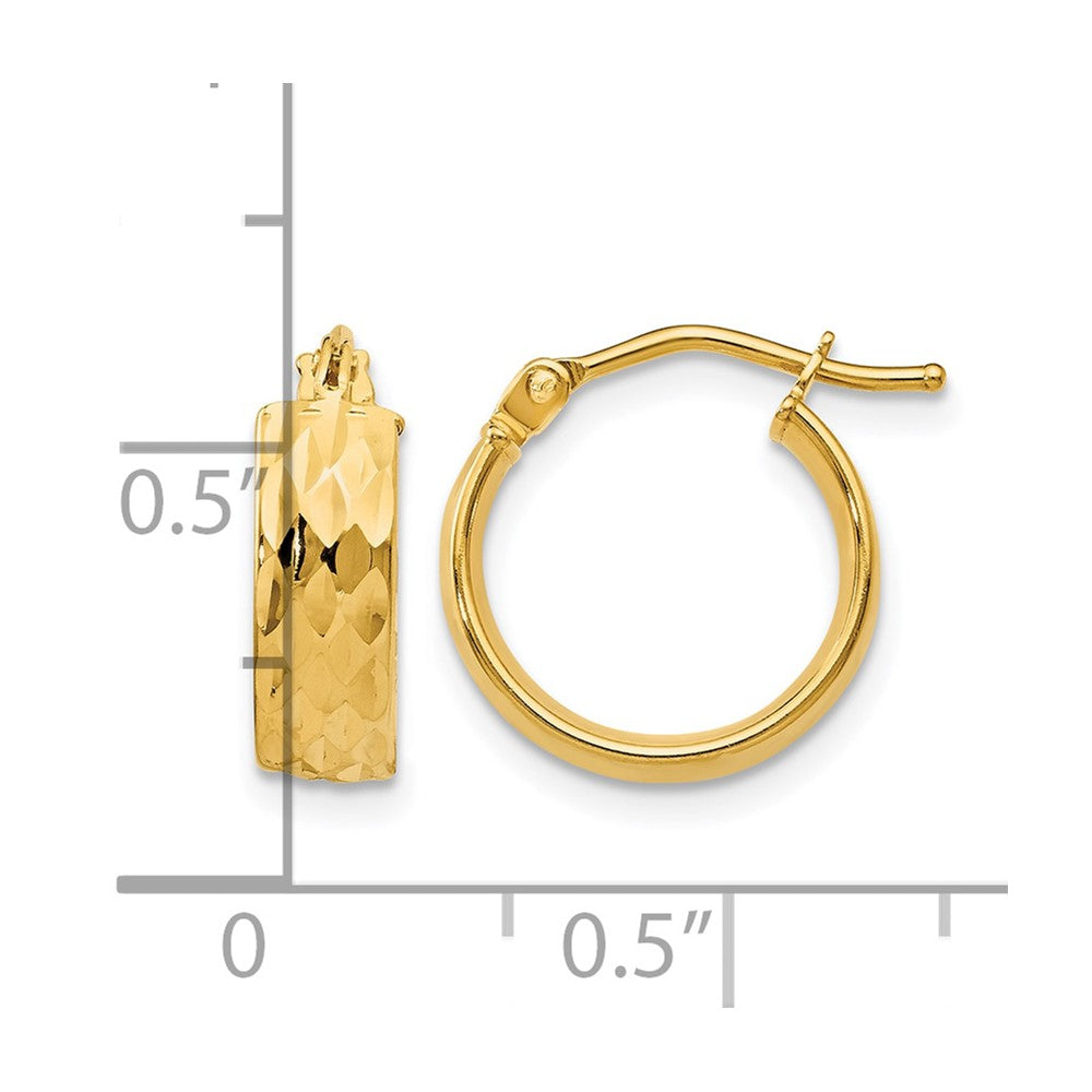 14K Gelbgold Poliert und Diamantiert Creolen