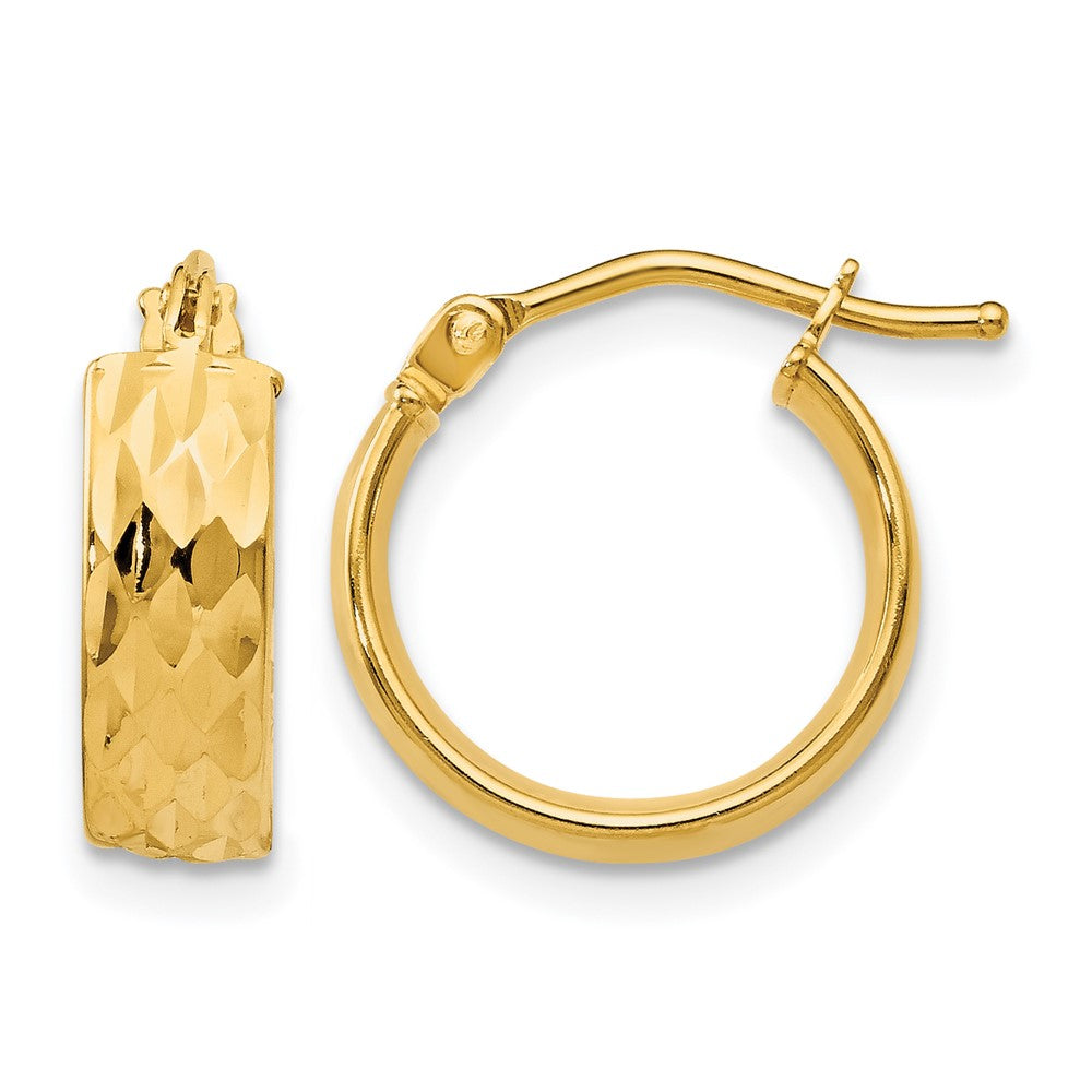 14K Gelbgold Poliert und Diamantiert Creolen