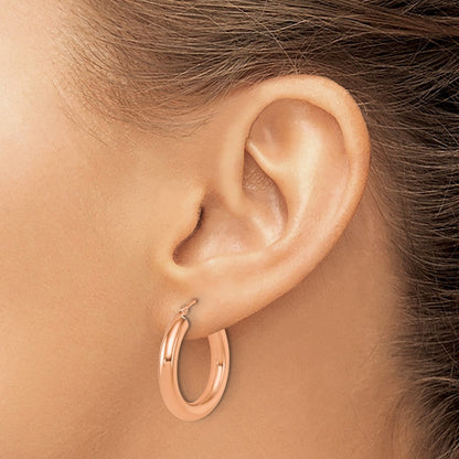 14K Roségold Poliert 4mm Creolen