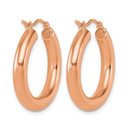 14K Roségold Poliert 4mm Creolen
