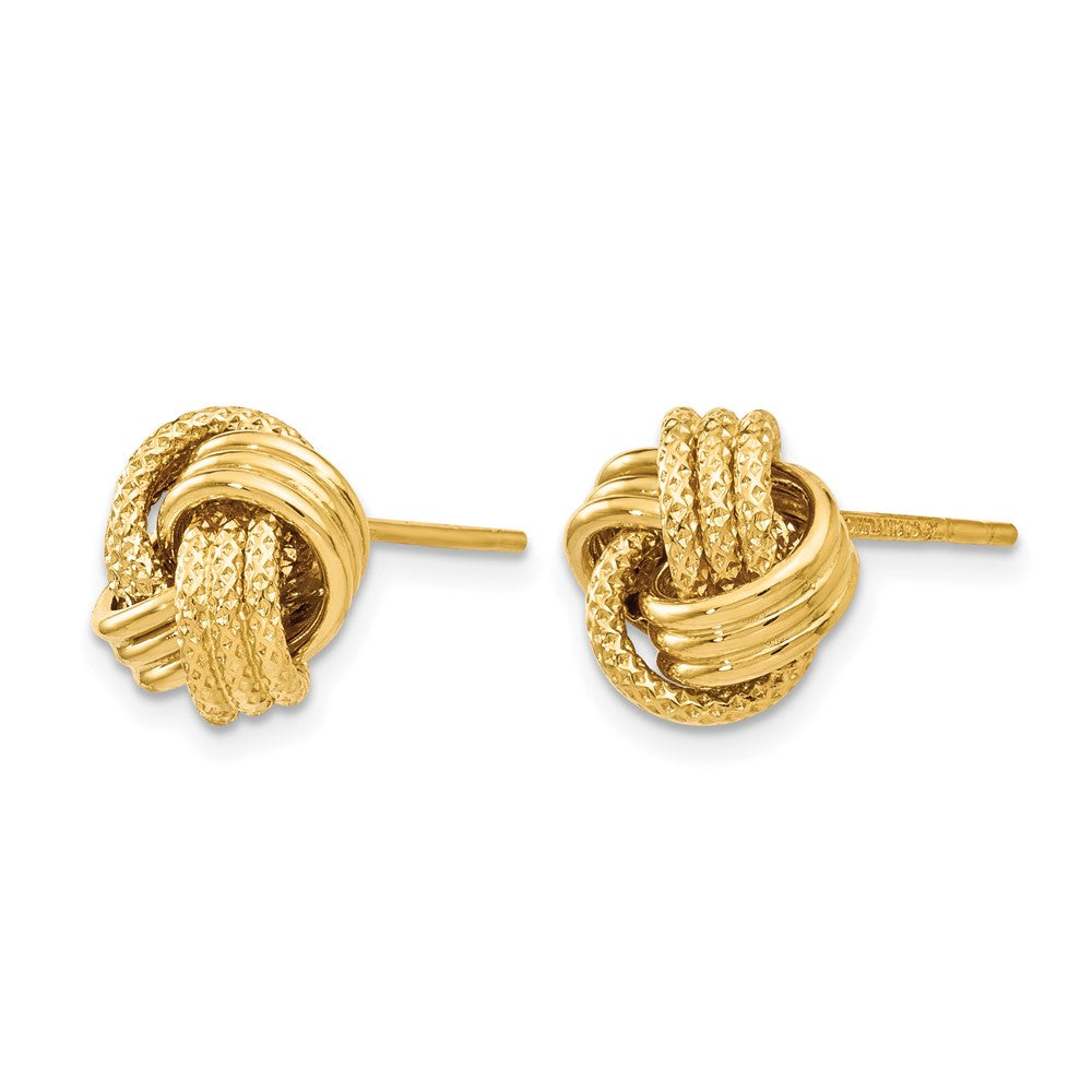 14K Gelbgold Poliert Strukturiert Liebe Knoten Ohrringe