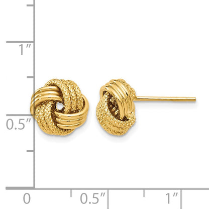 14K Gelbgold Poliert Strukturiert Liebe Knoten Ohrringe