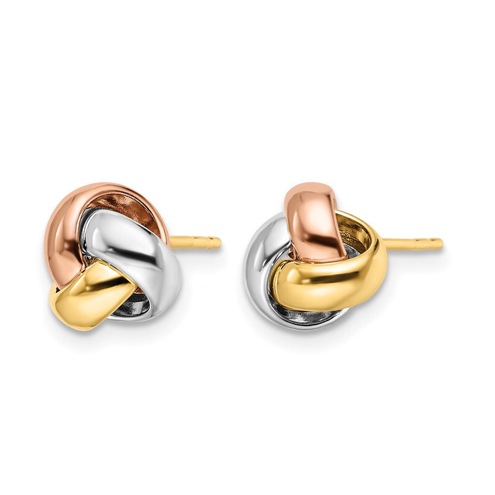 14K Tricolor Poliert Liebe Knoten Ohrringe