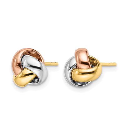 14K Tricolor Poliert Liebe Knoten Ohrringe