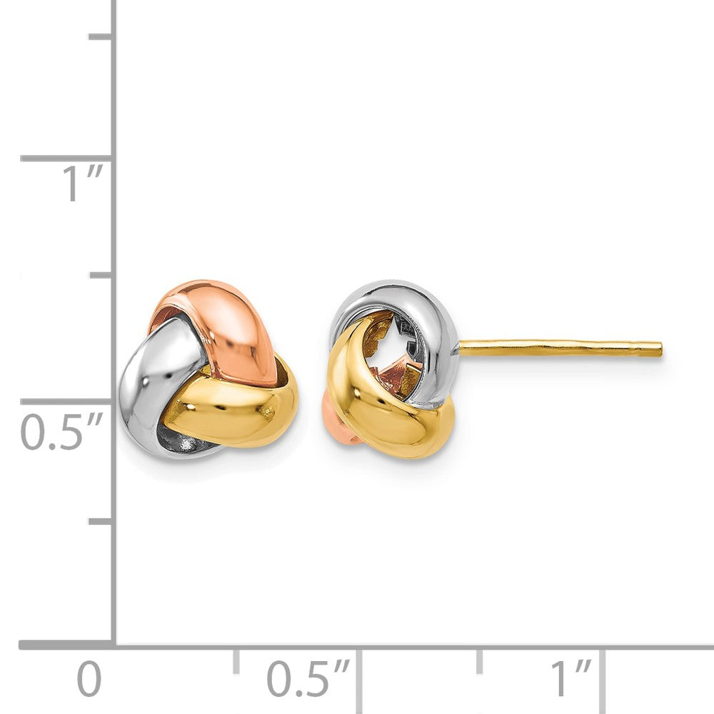 14K Tricolor Poliert Liebe Knoten Ohrringe