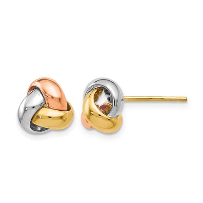 14K Tricolor Poliert Liebe Knoten Ohrringe