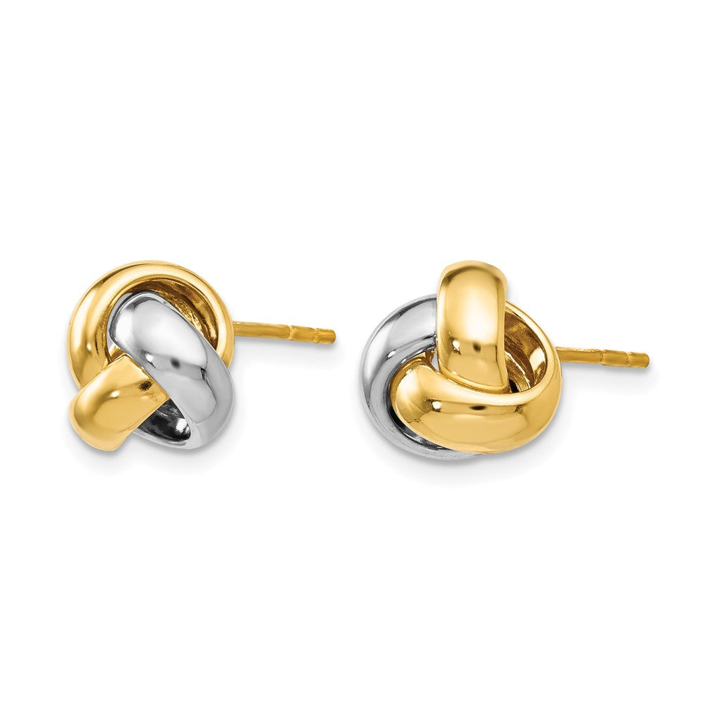 14K Bicolor Poliert Liebe Knoten Ohrringe