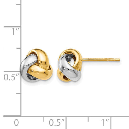 14K Bicolor Poliert Liebe Knoten Ohrringe