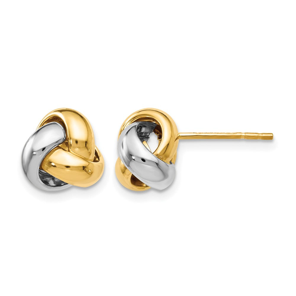 14K Bicolor Poliert Liebe Knoten Ohrringe