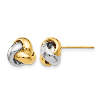 14K Bicolor Poliert Liebe Knoten Ohrringe