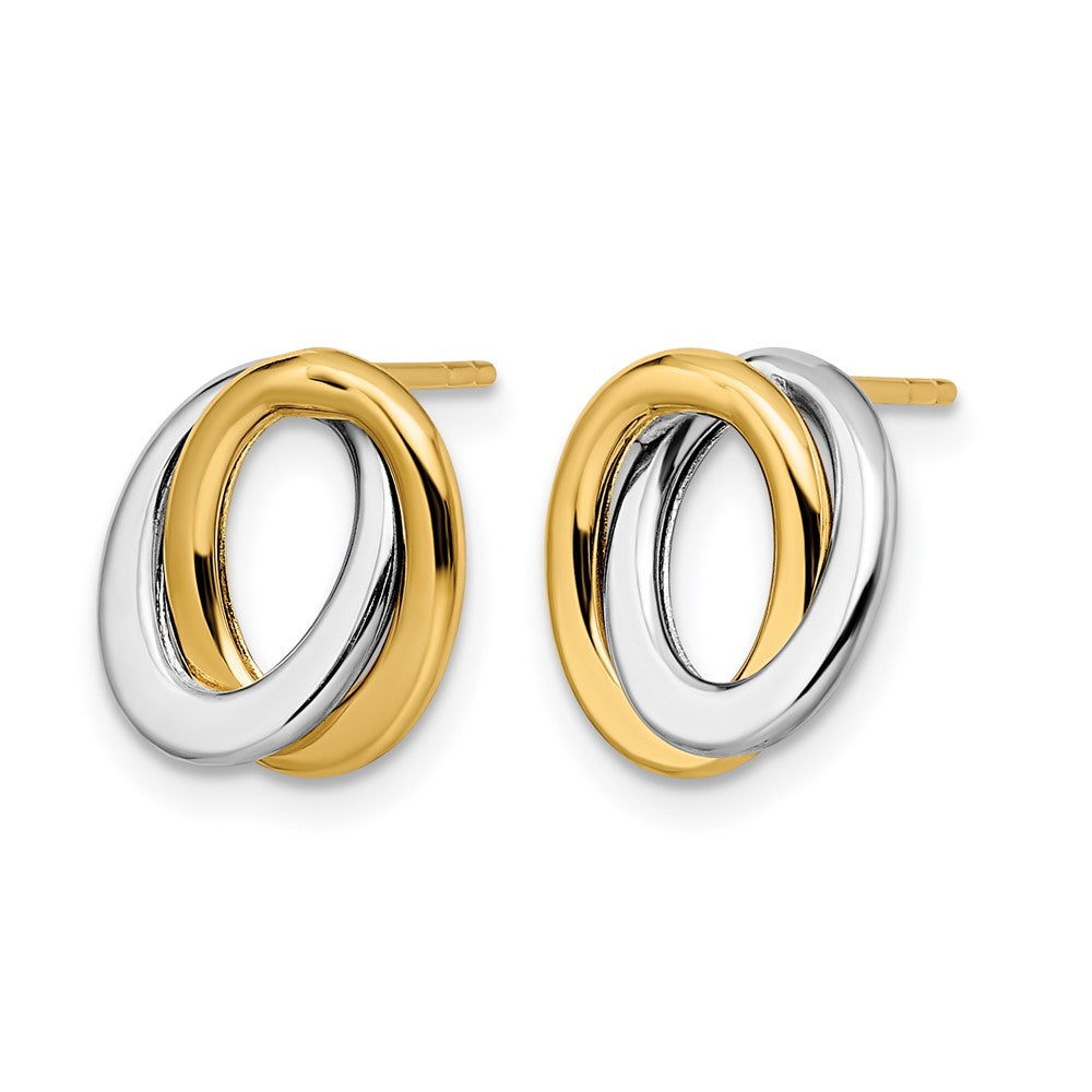 14K Bicolor Poliert Liebe Knoten Ohrringe