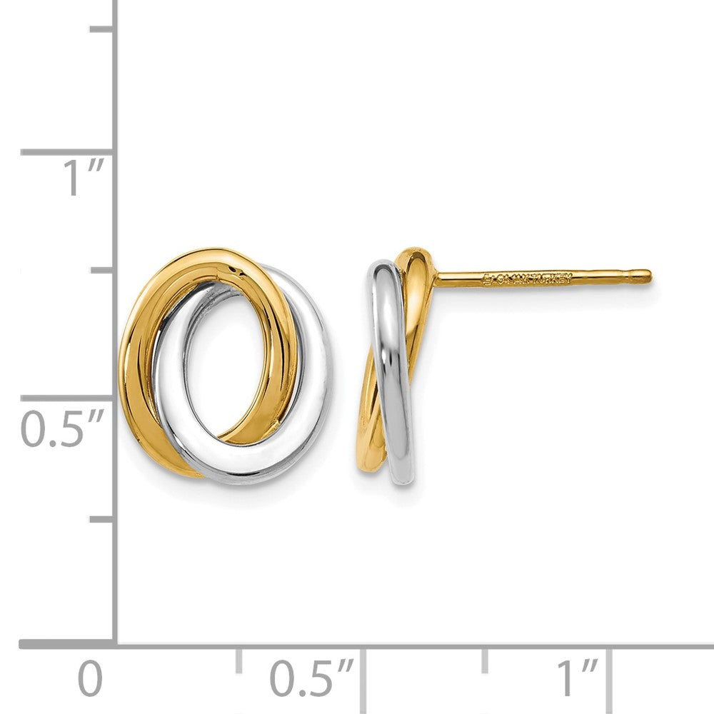 14K Bicolor Poliert Liebe Knoten Ohrringe