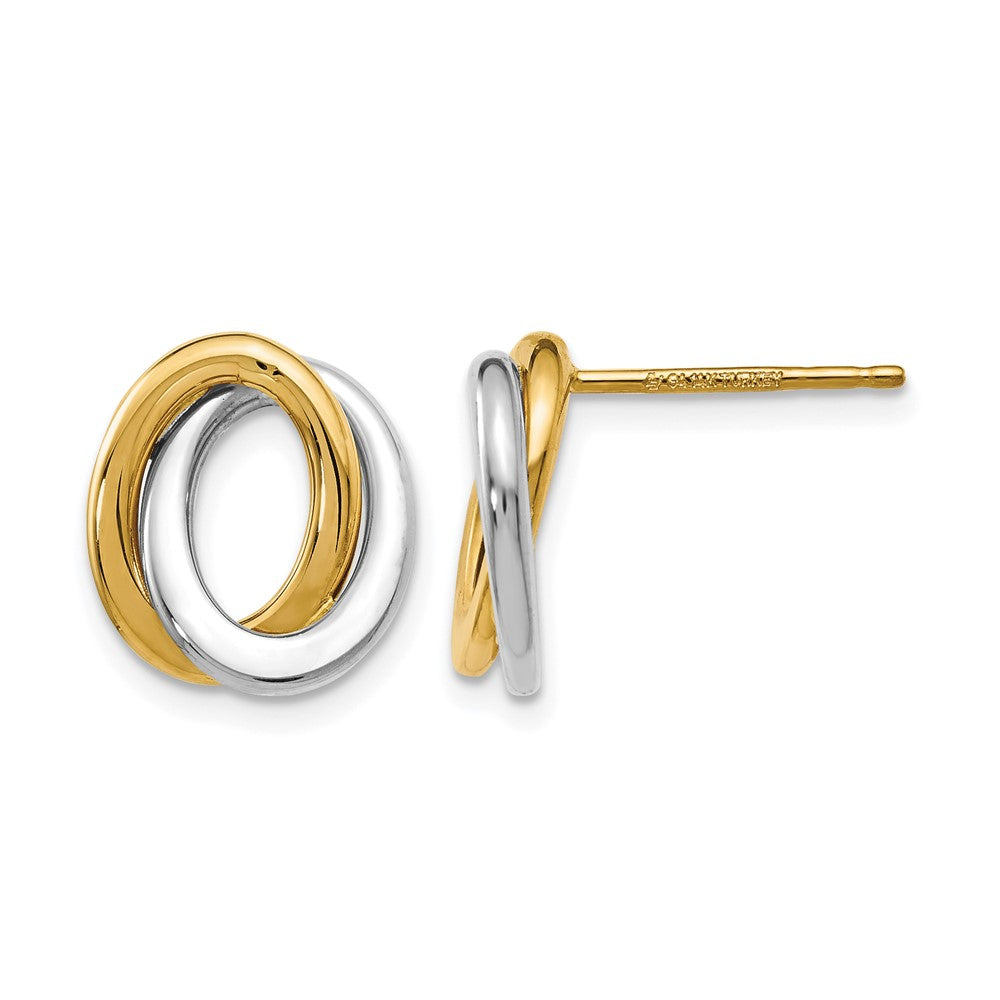 14K Bicolor Poliert Liebe Knoten Ohrringe