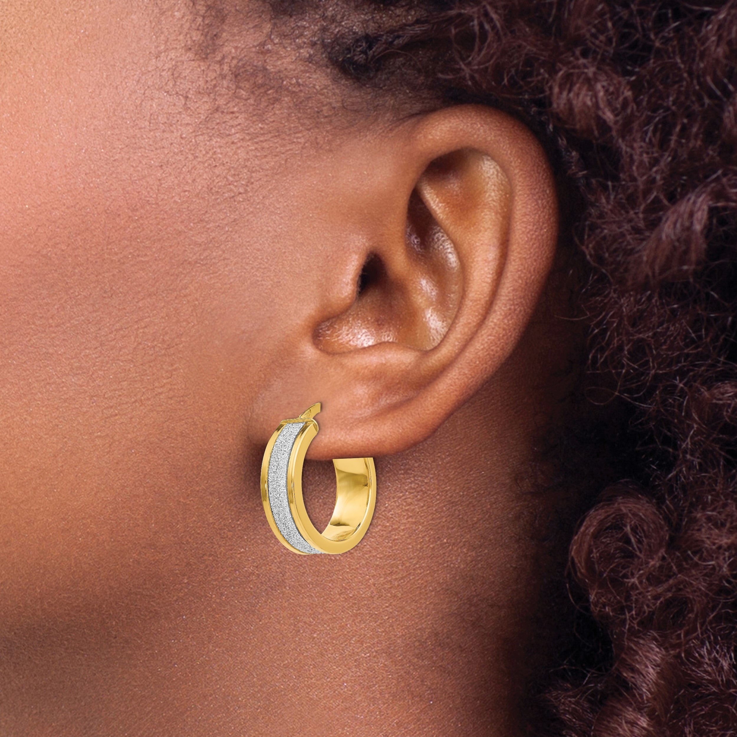 14K Gelbgold Fantasie Glimmer Infused Creolen