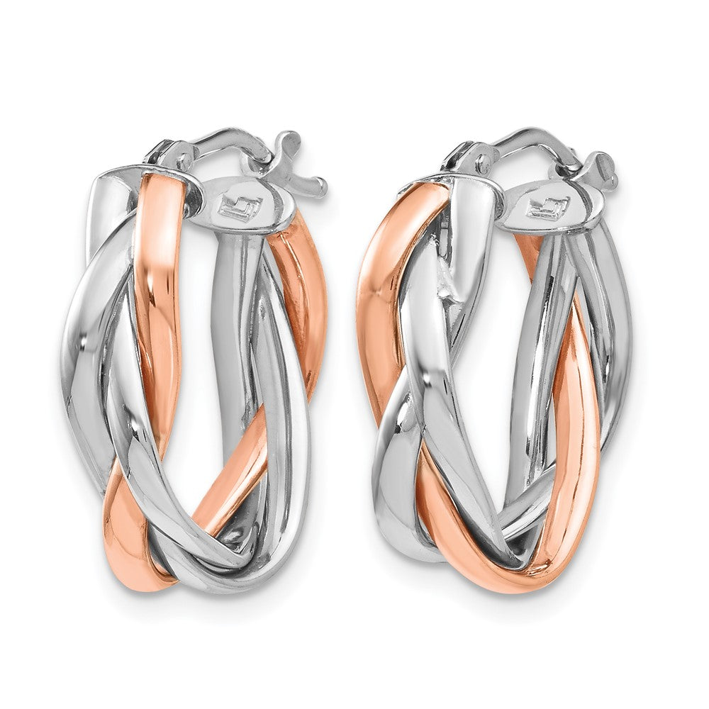 14K Gelb & Rhodium mit Weiß und Roségold Beschichtung Poliert Klappbar Creolen
