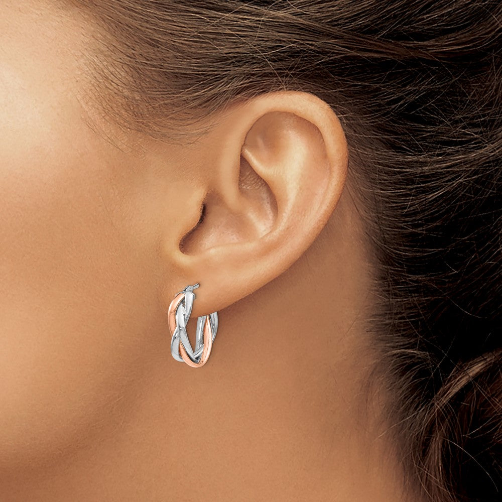 14K Gelb & Rhodium mit Weiß und Roségold Beschichtung Poliert Klappbar Creolen