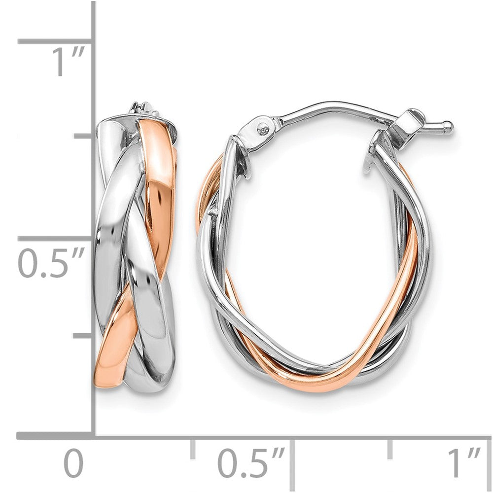 14K Gelb & Rhodium mit Weiß und Roségold Beschichtung Poliert Klappbar Creolen
