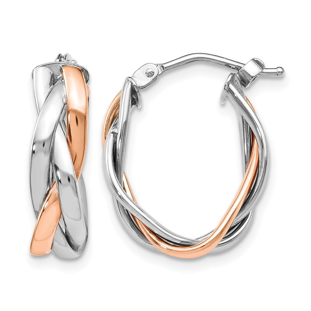 14K Gelb & Rhodium mit Weiß und Roségold Beschichtung Poliert Klappbar Creolen