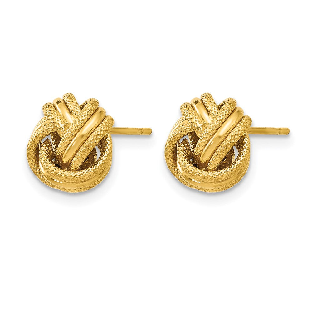 14K Gelbgold Knoten Poliert Diamantiert Ohrstecker
