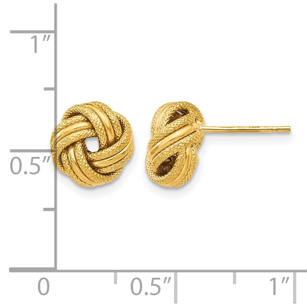 14K Gelbgold Knoten Poliert Diamantiert Ohrstecker
