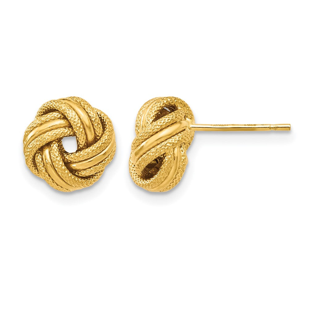 14K Gelbgold Knoten Poliert Diamantiert Ohrstecker