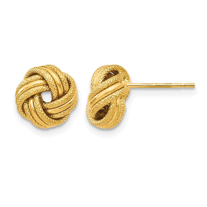 14K Gelbgold Knoten Poliert Diamantiert Ohrstecker