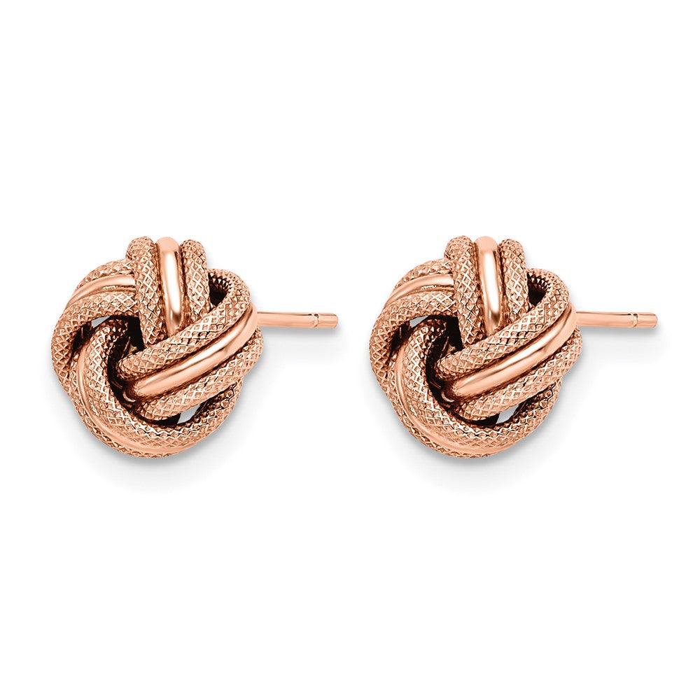 14K Gelbgold mit Rose Beschichtung Knoten Poliert Diamantiert Ohrstecker