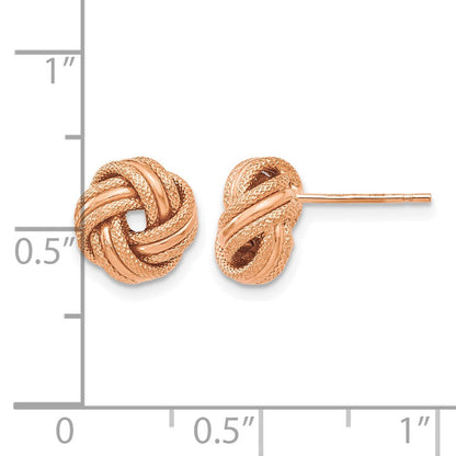 14K Gelbgold mit Rose Beschichtung Knoten Poliert Diamantiert Ohrstecker