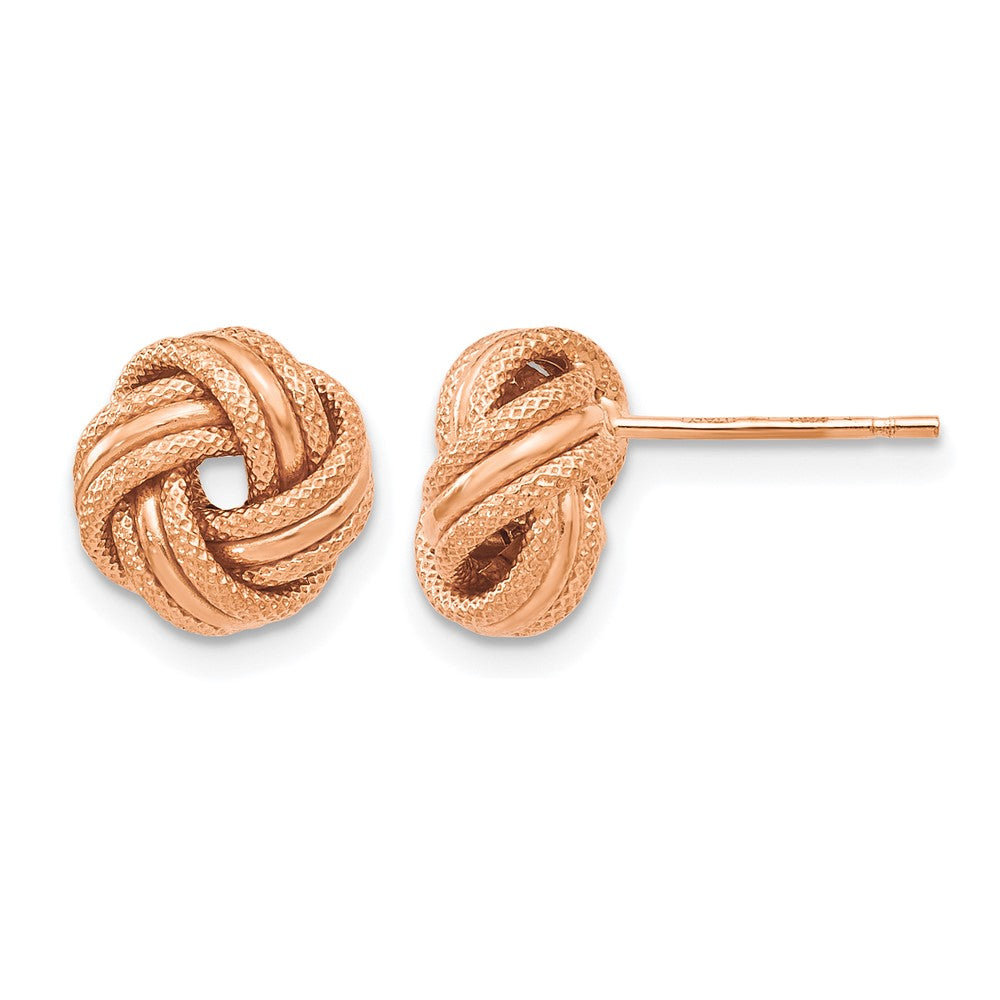 14K Gelbgold mit Rose Beschichtung Knoten Poliert Diamantiert Ohrstecker
