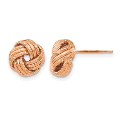 14K Gelbgold mit Rose Beschichtung Knoten Poliert Diamantiert Ohrstecker
