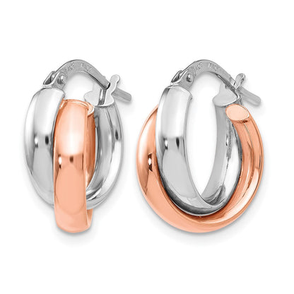 14K Bicolor Weißgold Roségoldbeschichtet Poliert Creolen