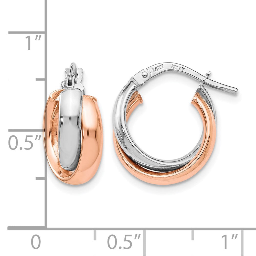 14K Bicolor Weißgold Roségoldbeschichtet Poliert Creolen