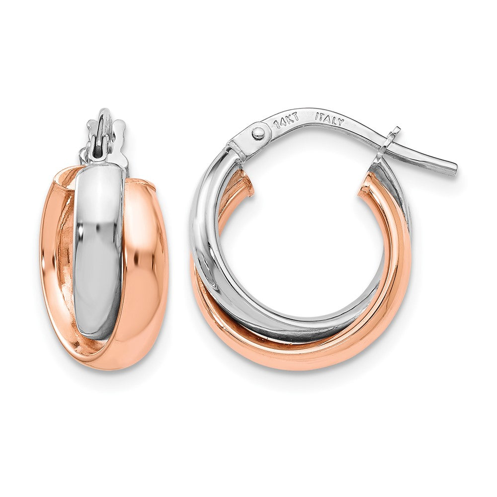 14K Bicolor Weißgold Roségoldbeschichtet Poliert Creolen