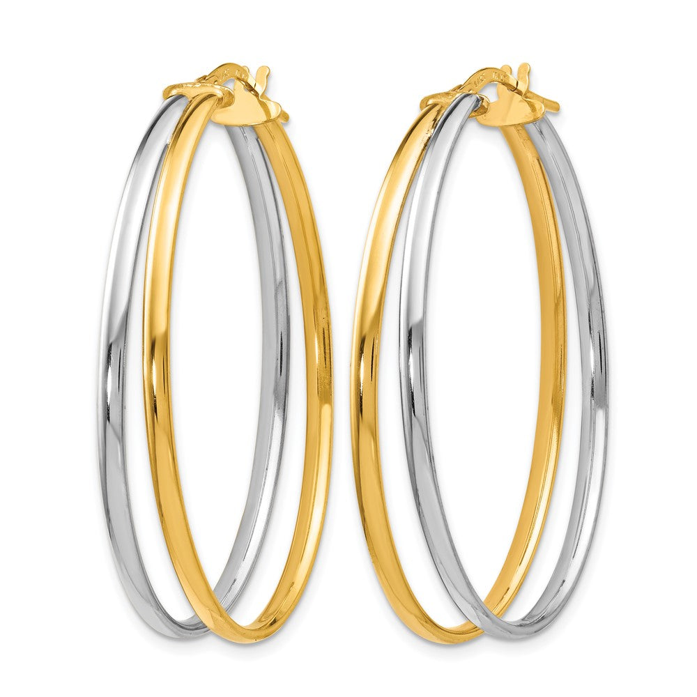 14K Gelb & Rhodium mit Poliert Creolen
