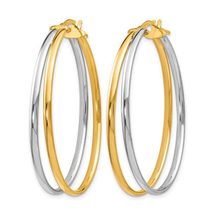 14K Gelb & Rhodium mit Poliert Creolen