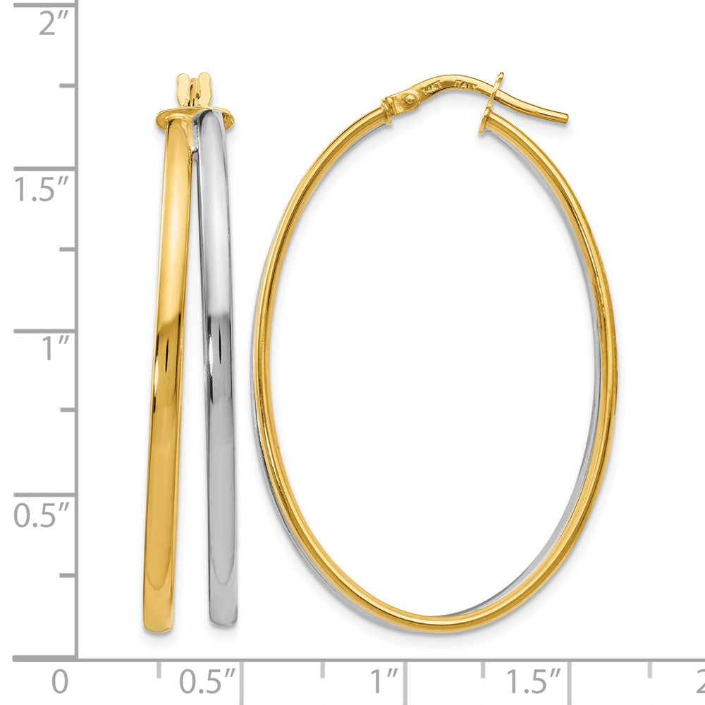 14K Gelb & Rhodium mit Poliert Creolen