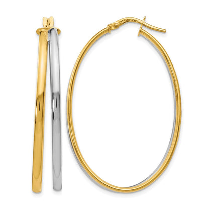 14K Gelb & Rhodium mit Poliert Creolen
