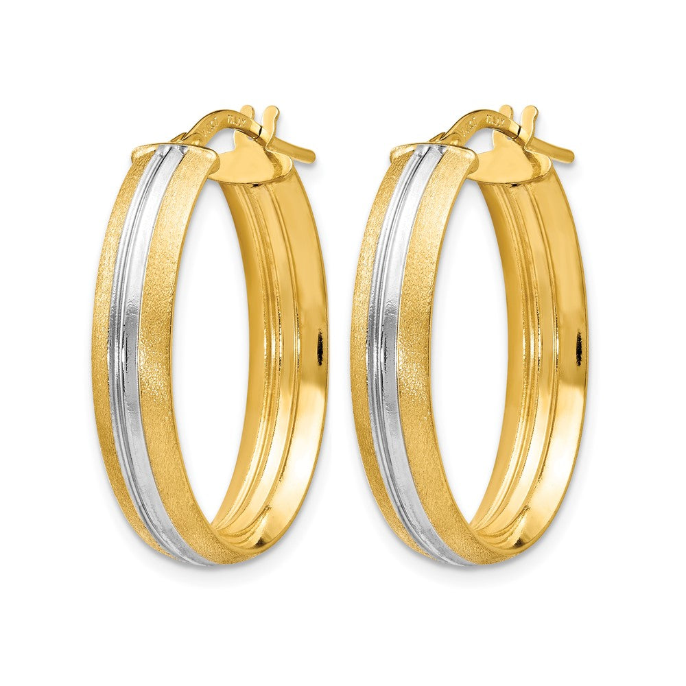 14K Gelb & Rhodium Rhodiniert Strukturiert Creolen