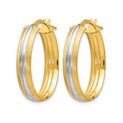 14K Gelb & Rhodium Rhodiniert Strukturiert Creolen