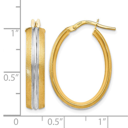 14K Gelb & Rhodium Rhodiniert Strukturiert Creolen