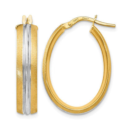 14K Gelb & Rhodium Rhodiniert Strukturiert Creolen