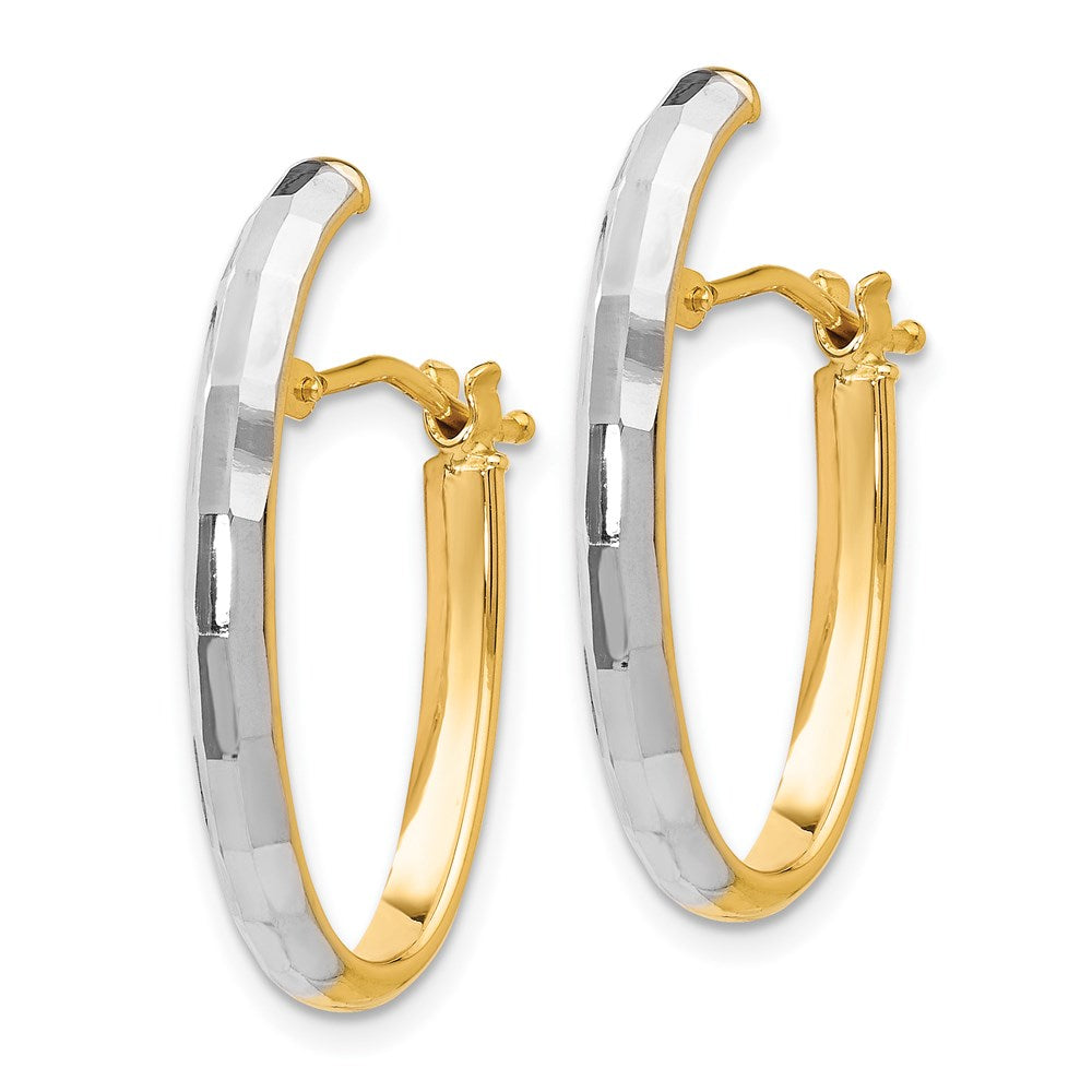14K Gelb & Rhodium mit Diamantiert Klappbar Creolen